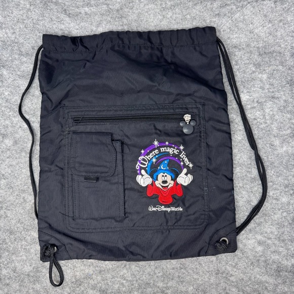 Disney Handbags - 2000s Walt Disney World Where Magic Lives 15" Drawstring Backpack Y2K Mickey